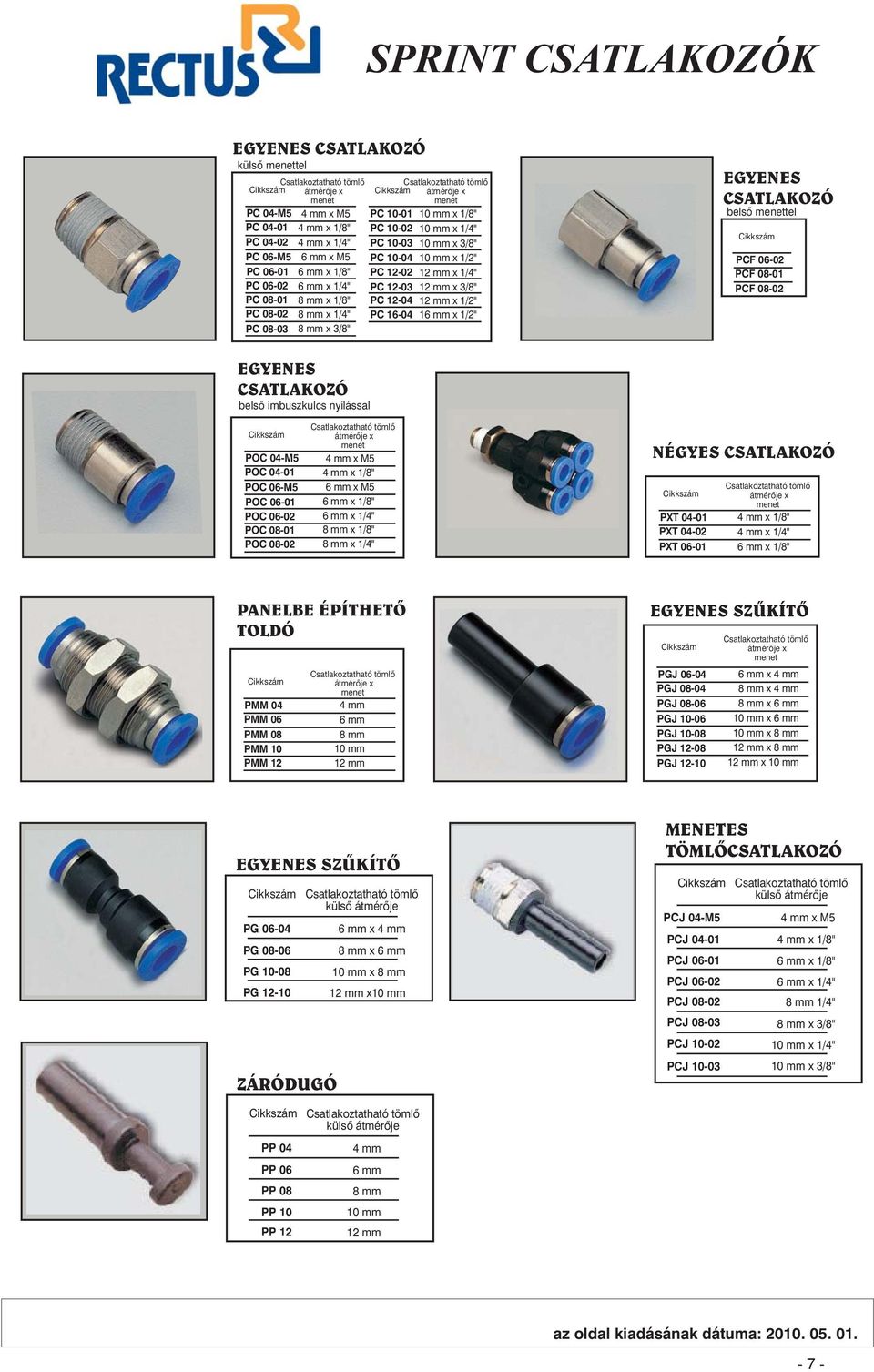 CSATAKOZÓ belsõ imbuszkulcs nyílással átmérõje x POC 04-M5 xm5 POC 04-01 POC 06-M5 xm5 POC 06-01 POC 06-02 6 mm x 1/4" POC 0-01 mm x 1/" POC 0-02 mm x 1/4" NÉGYES CSATAKOZÓ PXT 04-01 PXT 04-02 PXT