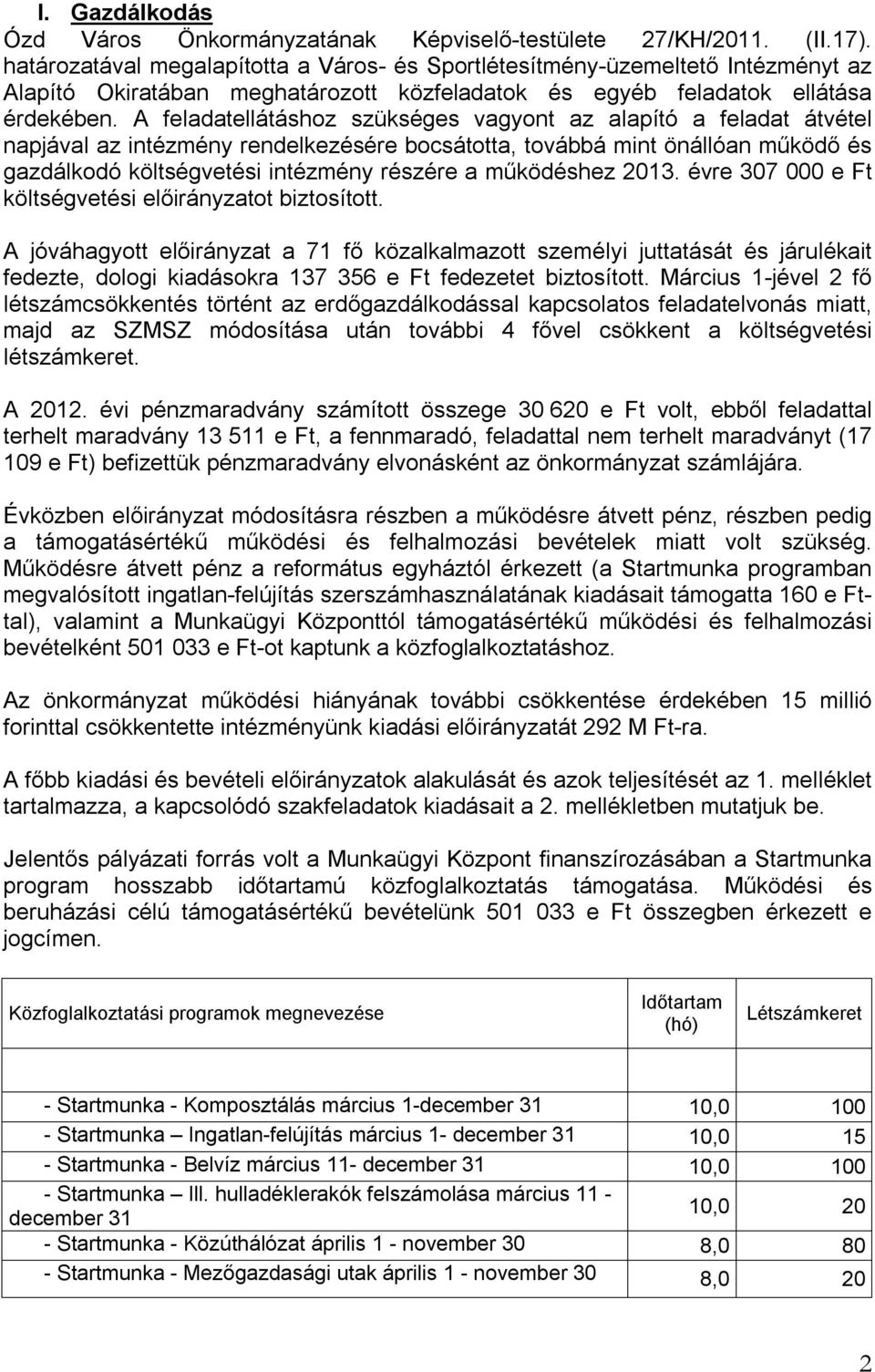 A feladatellátáshoz szükséges vagyont az alapító a feladat átvétel napjával az intézmény rendelkezésére bocsátotta, továbbá mint önállóan működő és gazdálkodó költségvetési intézmény részére a