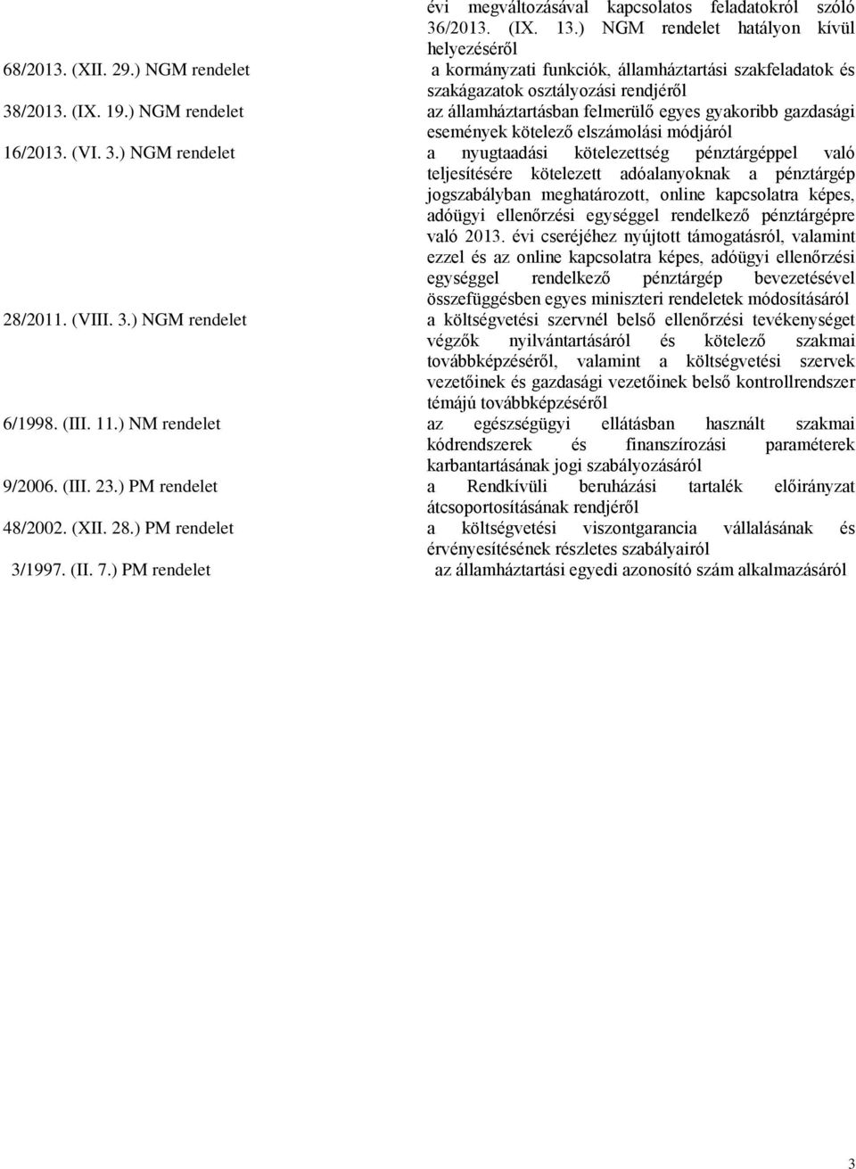 ) NGM rendelet az államháztartásban felmerülő egyes gyakoribb gazdasági események kötelező elszámolási módjáról 16/2013. (VI. 3.