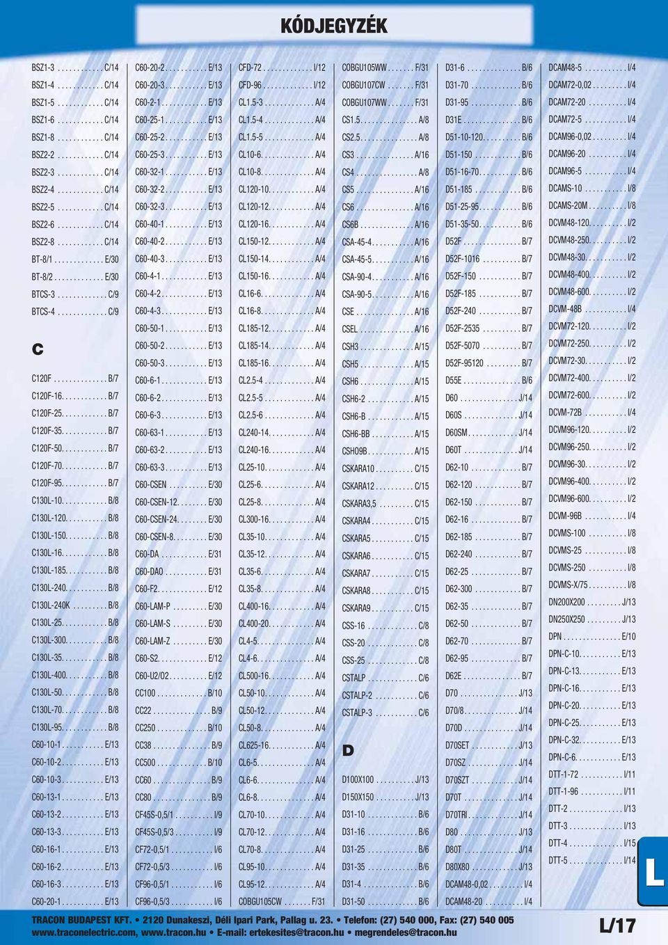 ........... B/7 C120F-25............ B/7 C120F-35............ B/7 C120F-50............ B/7 C120F-70............ B/7 C120F-95............ B/7 C130L-10............ B/8 C130L-120........... B/8 C130L-150.