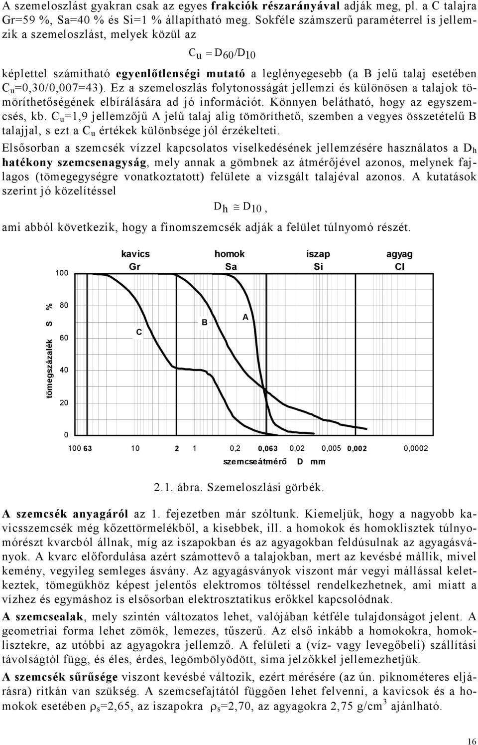 Ez a szemeloszlás folytonosságát jellemzi és különösen a talajok tömöríthetıségének elbírálására ad jó információt. Könnyen belátható, hogy az egyszemcsés, kb.