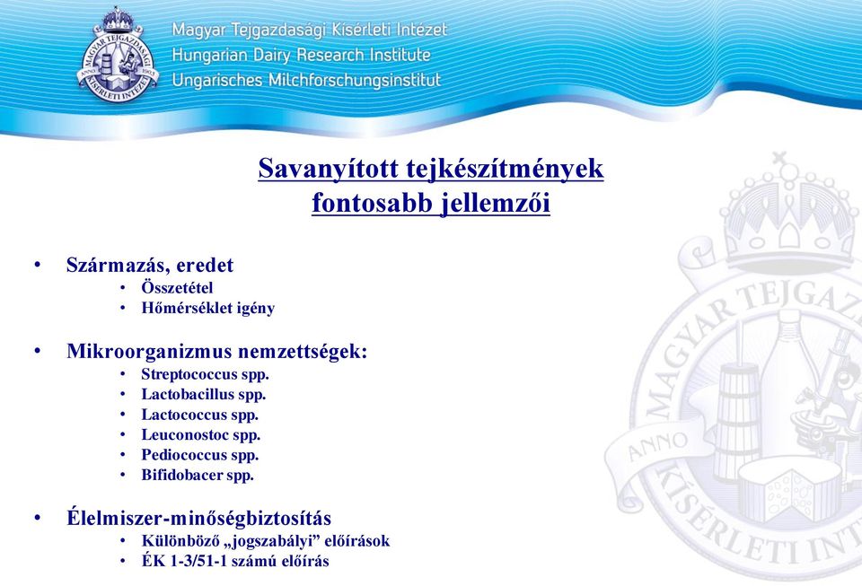 Pediococcus spp. Bifidobacer spp.