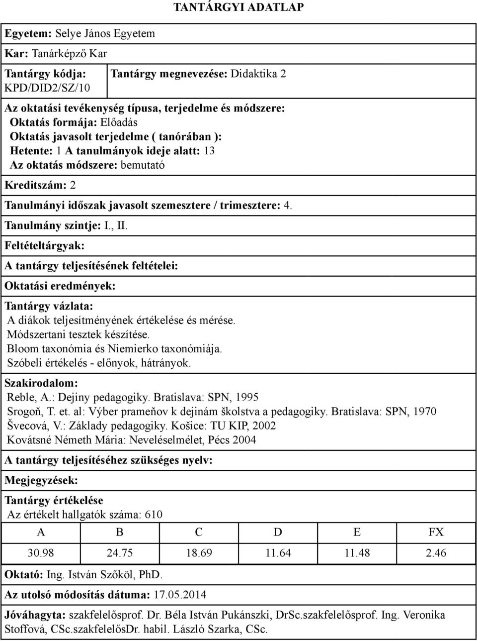 Reble, A.: Dejiny pedagogiky. Bratislava: SPN, 1995 Srogoň, T. et. al: Výber prameňov k dejinám školstva a pedagogiky. Bratislava: SPN, 1970 Švecová, V.