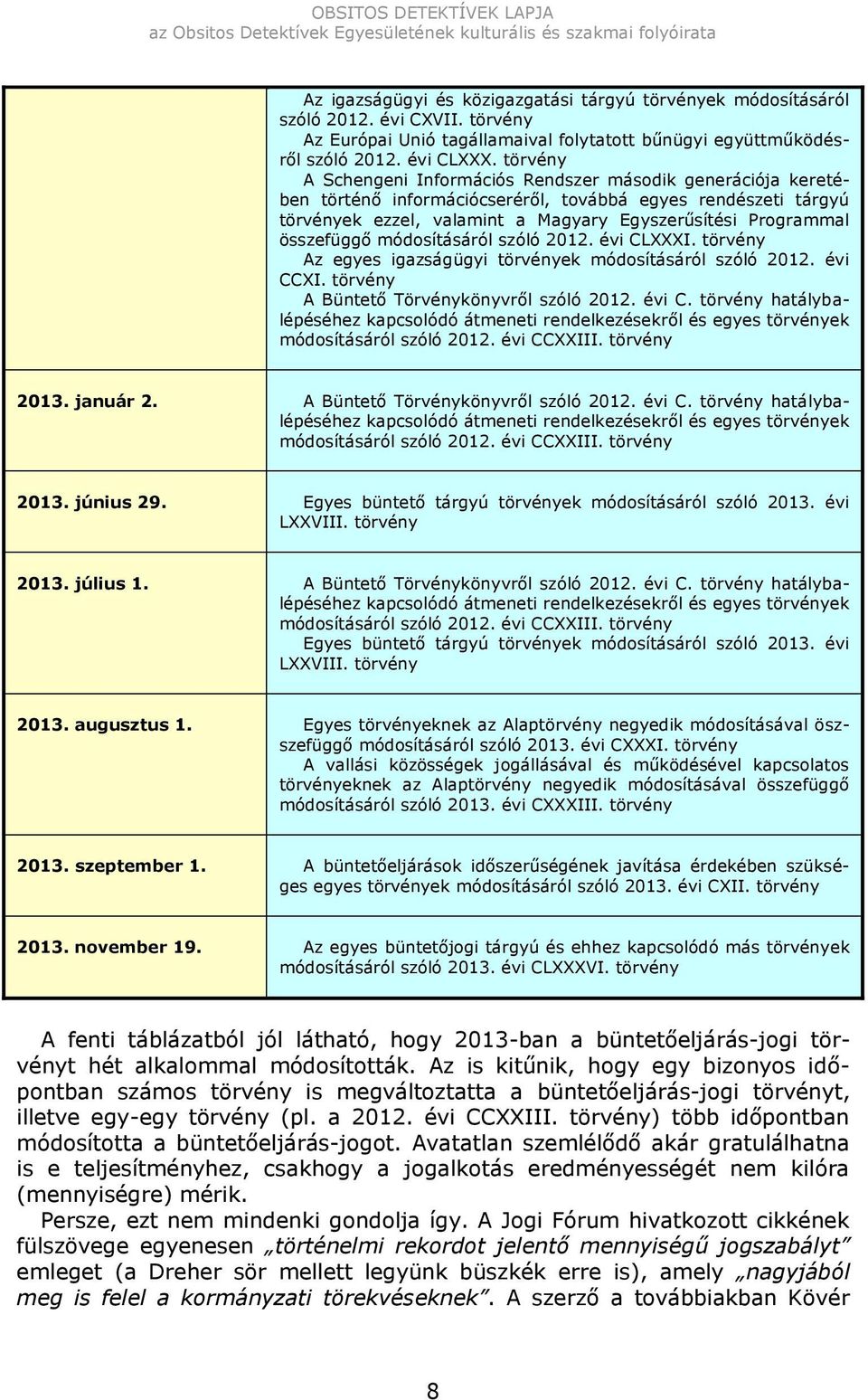 összefüggő módosításáról szóló 2012. évi CLXXXI. törvény Az egyes igazságügyi törvények módosításáról szóló 2012. évi CCXI. törvény A Büntető Törvénykönyvről szóló 2012. évi C. törvény hatálybalépéséhez kapcsolódó átmeneti rendelkezésekről és egyes törvények módosításáról szóló 2012.