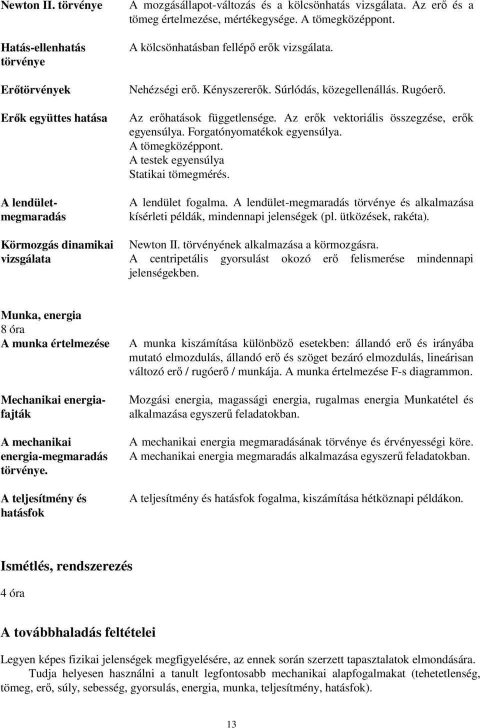 Az erők vektoriális összegzése, erők egyensúlya. Forgatónyomatékok egyensúlya. A tömegközéppont. A testek egyensúlya Statikai tömegmérés. A lendület fogalma.