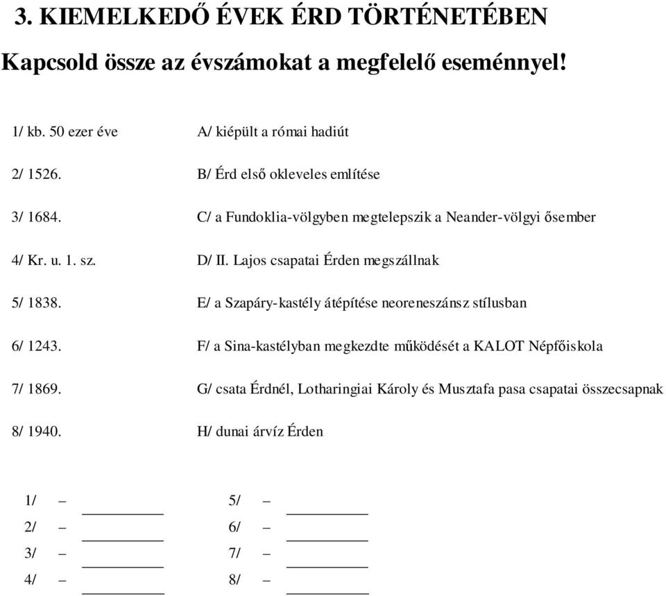 Lajos csapatai Érden megszállnak 5/ 1838. E/ a Szapáry-kastély átépítése neoreneszánsz stílusban 6/ 1243.