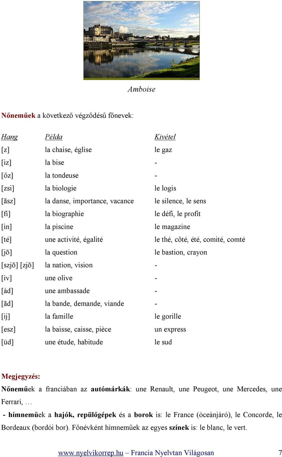 nation, vision - [iv] une olive - [ád] une ambassade - [ãd] la bande, demande, viande - [ij] la famille le gorille [esz] la baisse, caisse, pièce un express [üd] une étude, habitude le sud