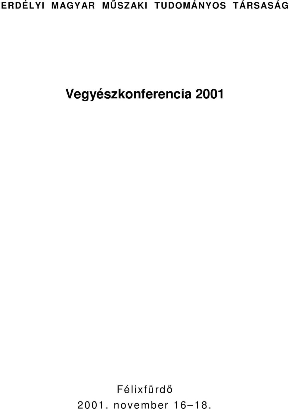 Vegyészkonferencia 2001