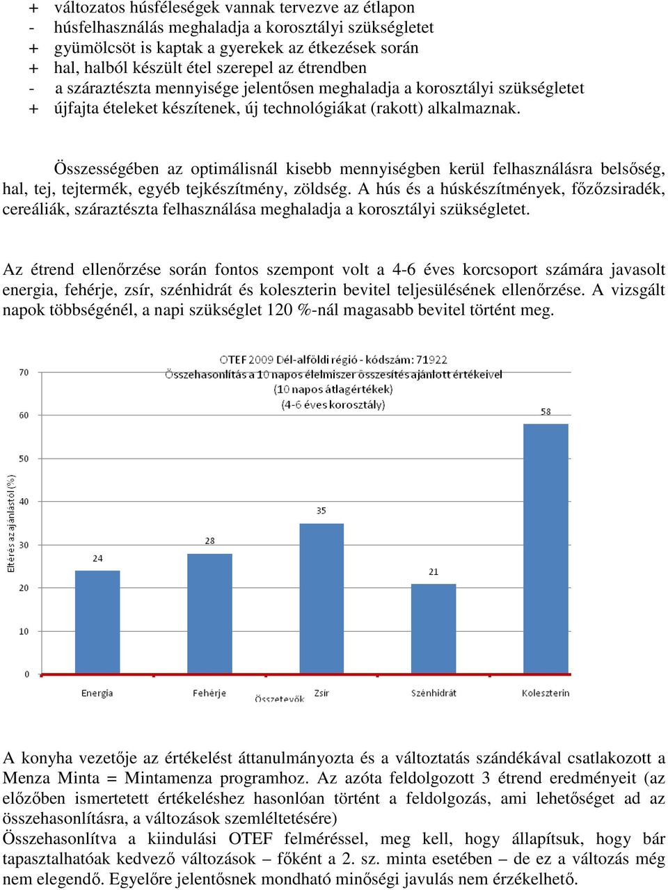 Összességében az optimálisnál kisebb mennyiségben kerül felhasználásra belsőség, hal, tej, tejtermék, egyéb tejkészítmény, zöldség.