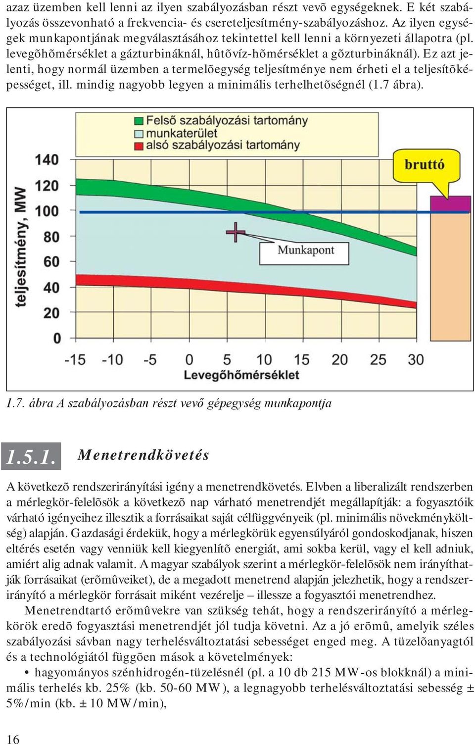 Ez azt jelenti, hogy normál üzemben a termelõegység teljesítménye nem érheti el a teljesítõképességet, ill. mindig nagyobb legyen a minimális terhelhetõségnél (1.7 