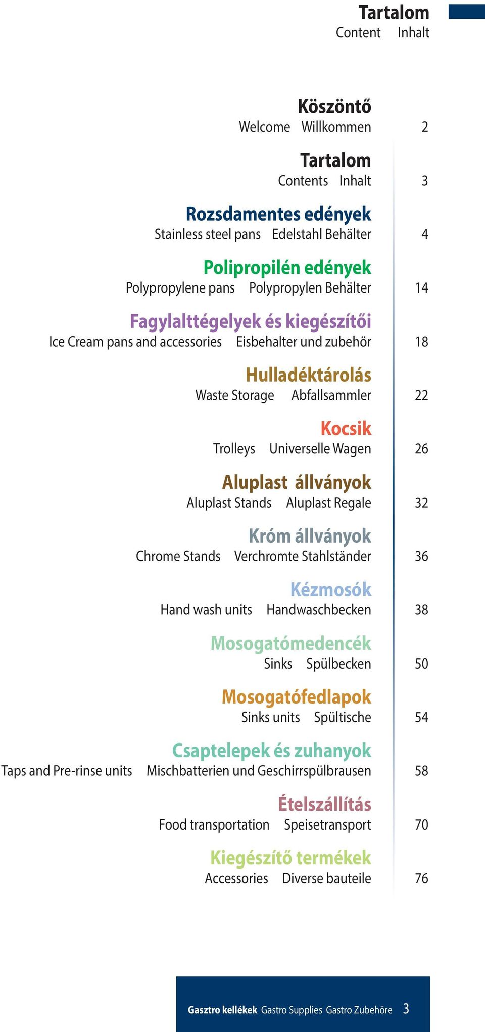 állványok Aluplast Stands Aluplast Regale 32 Króm állványok Chrome Stands Verchromte Stahlständer 36 Kézmosók Hand wash units Handwaschbecken 38 Mosogatómedencék Sinks Spülbecken 50 Mosogatófedlapok