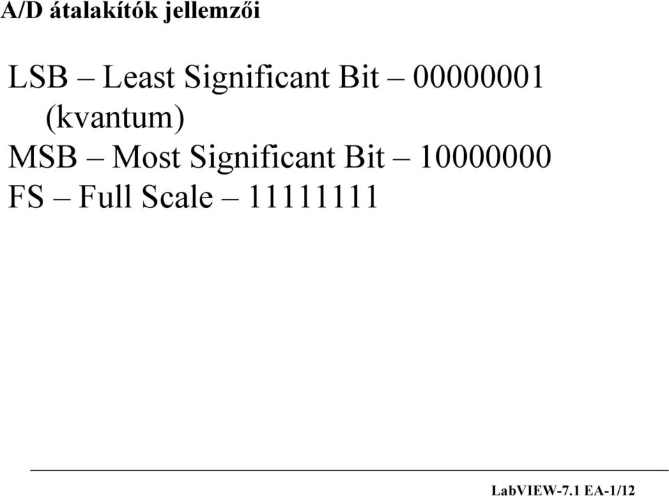 MSB Most Significant Bit 10000000 FS