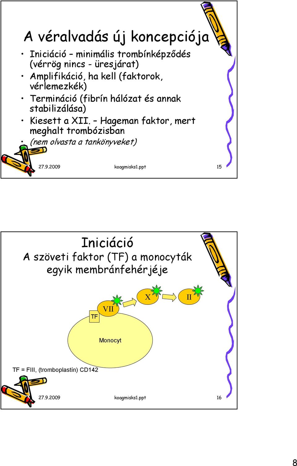 Hageman faktor, mert meghalt trombózisban (nem olvasta a tankönyveket) 27.9.2009 koagmisks1.