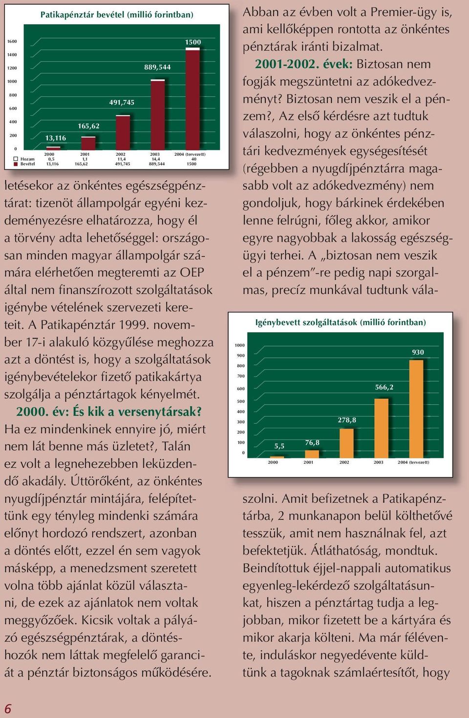 számára elérhetôen megteremti az OEP által nem finanszírozott szolgáltatások igénybe vételének szervezeti kereteit. A Patikapénztár 1999.