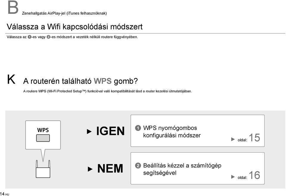 A routere WPS (Wi-Fi Protected Setup ) funkcióval való kompatibilitását lásd a router kezelési