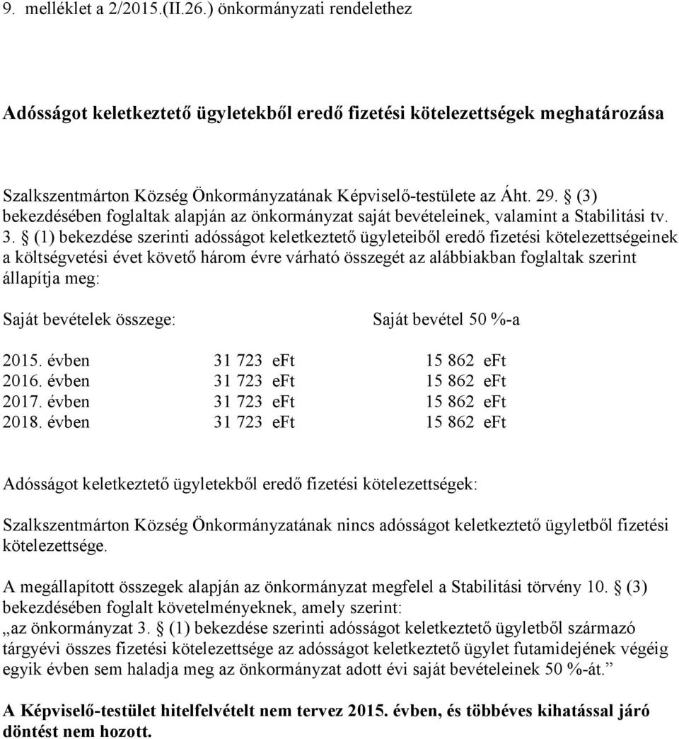 (3) bekezdésében foglaltak alapján az önkormányzat saját bevételeinek, valamint a Stabilitási tv. 3.