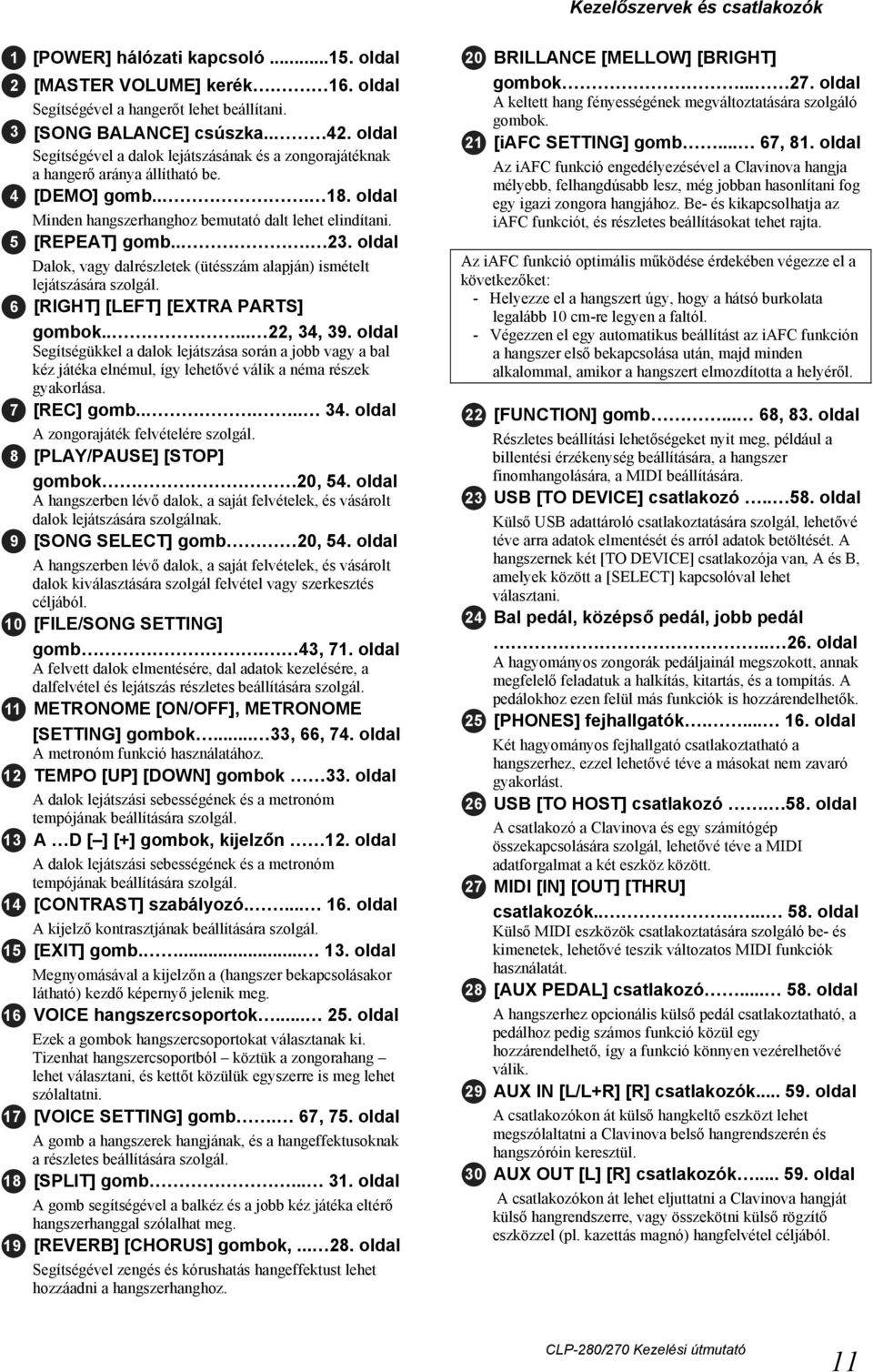 oldal Dalok, vagy dalrészletek (ütésszám alapján) ismételt lejátszására szolgál. 6 [RIGHT] [LEFT] [EXTRA PARTS] gombok..... 22, 34, 39.