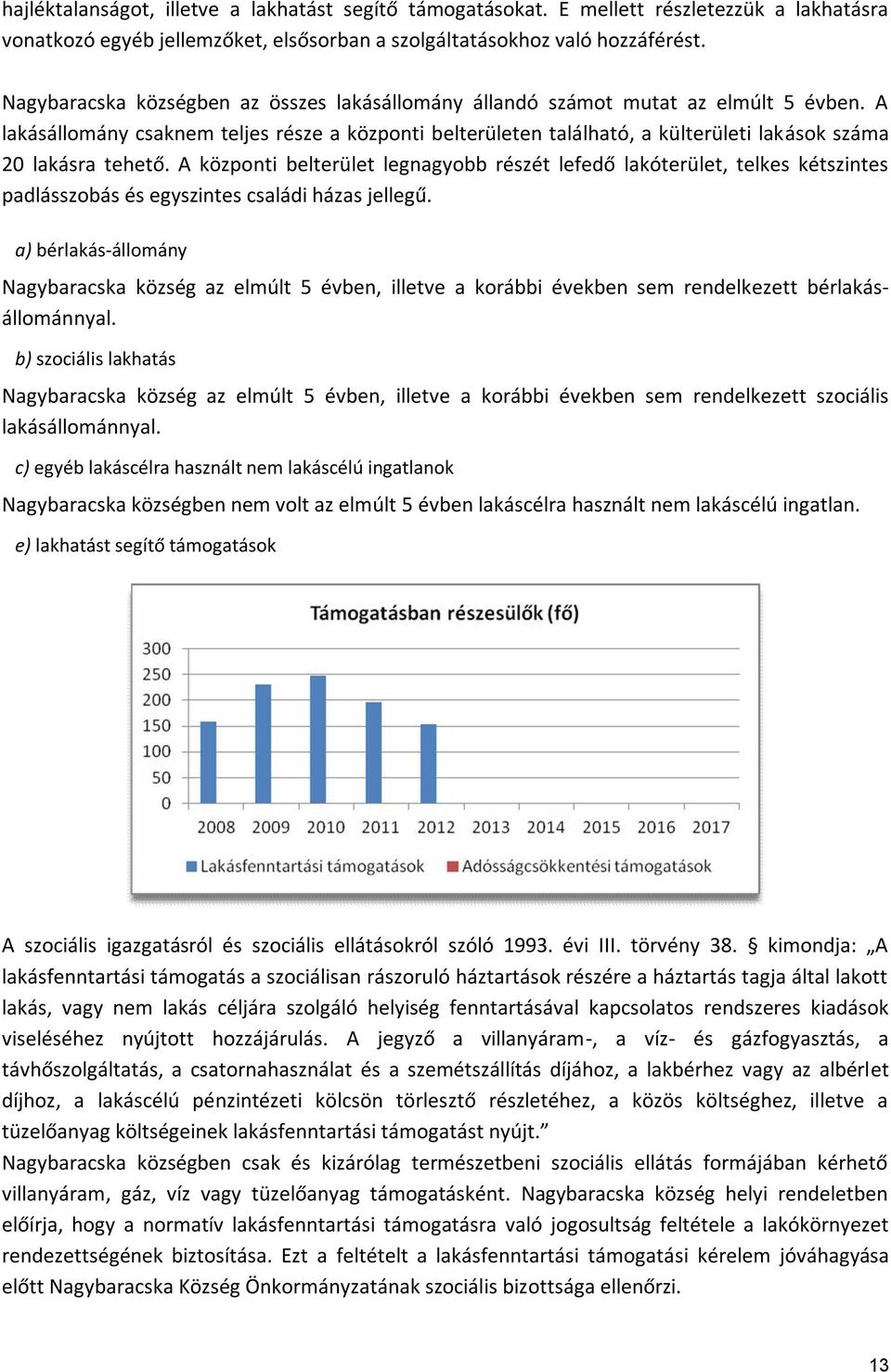 A lakásállomány csaknem teljes része a központi belterületen található, a külterületi lakások száma 20 lakásra tehető.