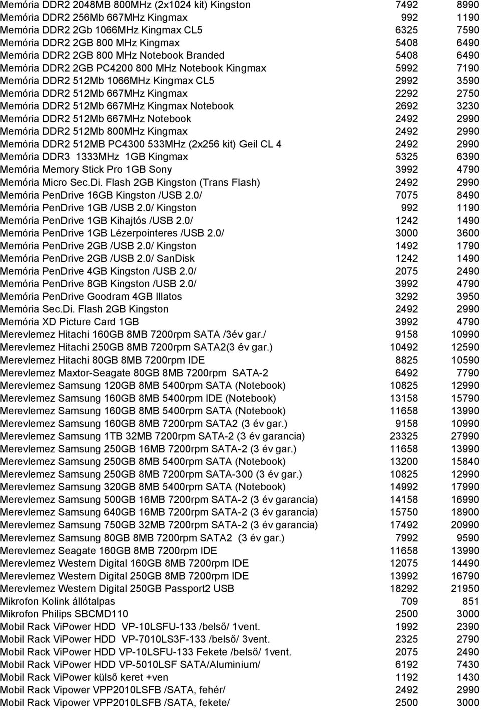 Memória DDR2 512Mb 667MHz Kingmax Notebook 2692 3230 Memória DDR2 512Mb 667MHz Notebook 2492 2990 Memória DDR2 512Mb 800MHz Kingmax 2492 2990 Memória DDR2 512MB PC4300 533MHz (2x256 kit) Geil CL 4