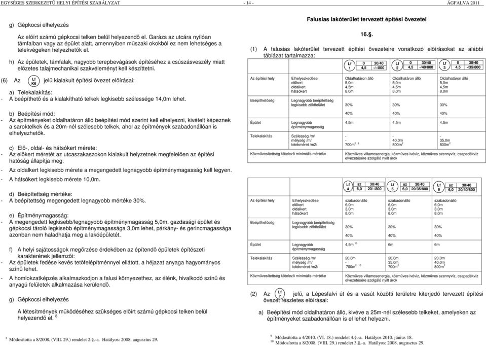 h) Az épületek, támfalak, nagyobb terepbevágások építéséhez a csúszásveszély miatt előzetes talajmechanikai szakvéleményt kell készíttetni.