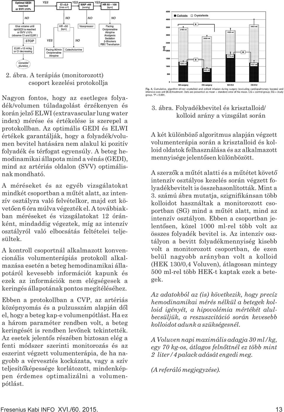 értékelése is szerepel a protokollban. Az optimális GEDI és ELWI értékek garantálják, hogy a folyadék/volumen bevitel hatására nem alakul ki pozitív folyadék és térfogat egyensúly.