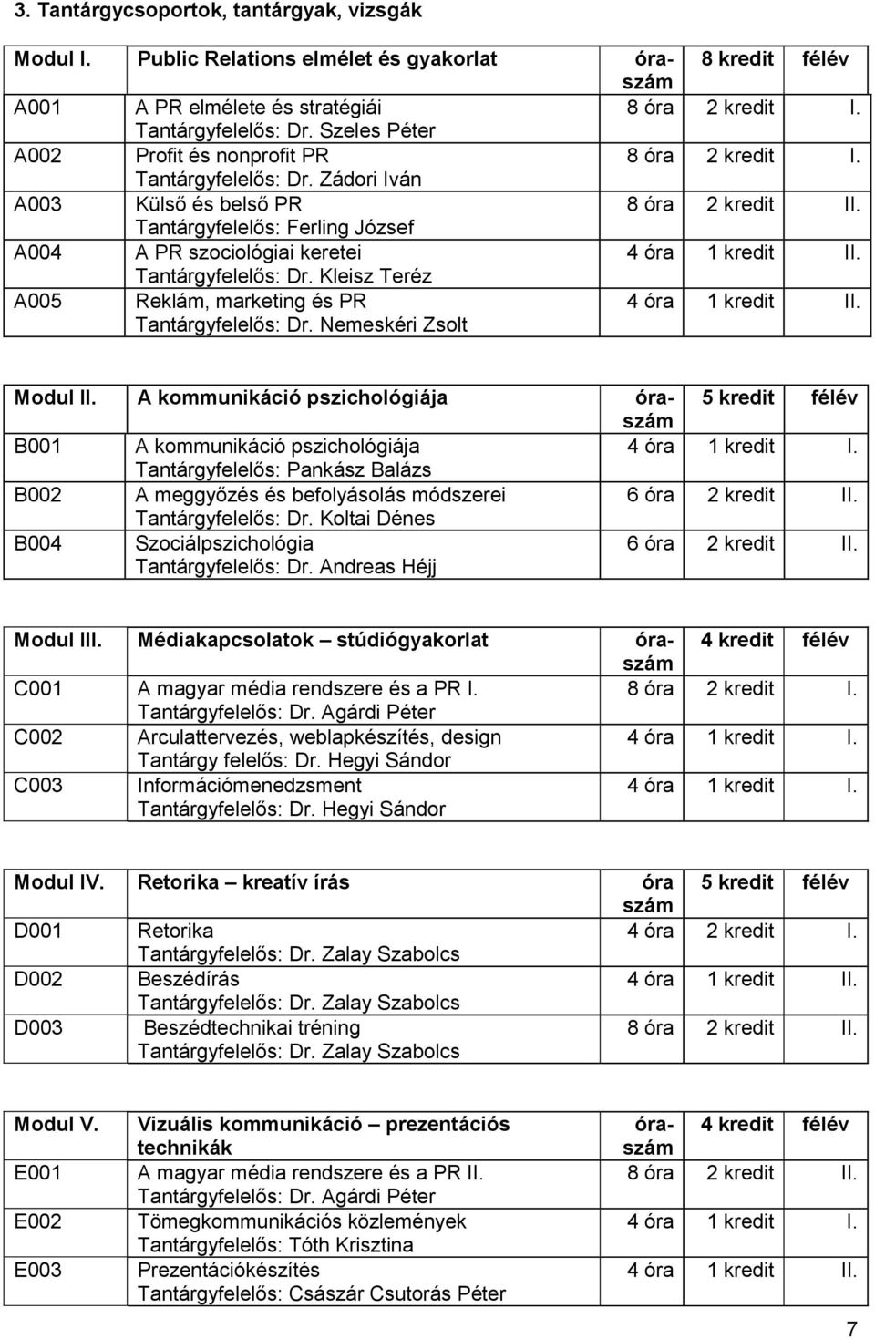 Kleisz Teréz A005 Reklám, marketing és PR Tantárgyfelelős: Dr. Nemeskéri Zsolt Modul II.