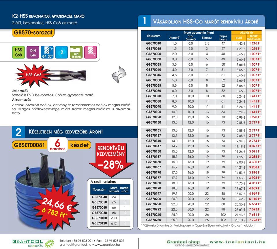 GBSET00081 6 4,66 6 78 Ft* készlet 8% Maró Darabszám GB570040 ø4 1 GB570050 ø5 1 GB570060 ø6 1 GB570080 ø8 1 GB570100 ø10 1 GB57010 ø1 1 1 VÁSÁROLJON HSS-CO MARÓT ÁRON!