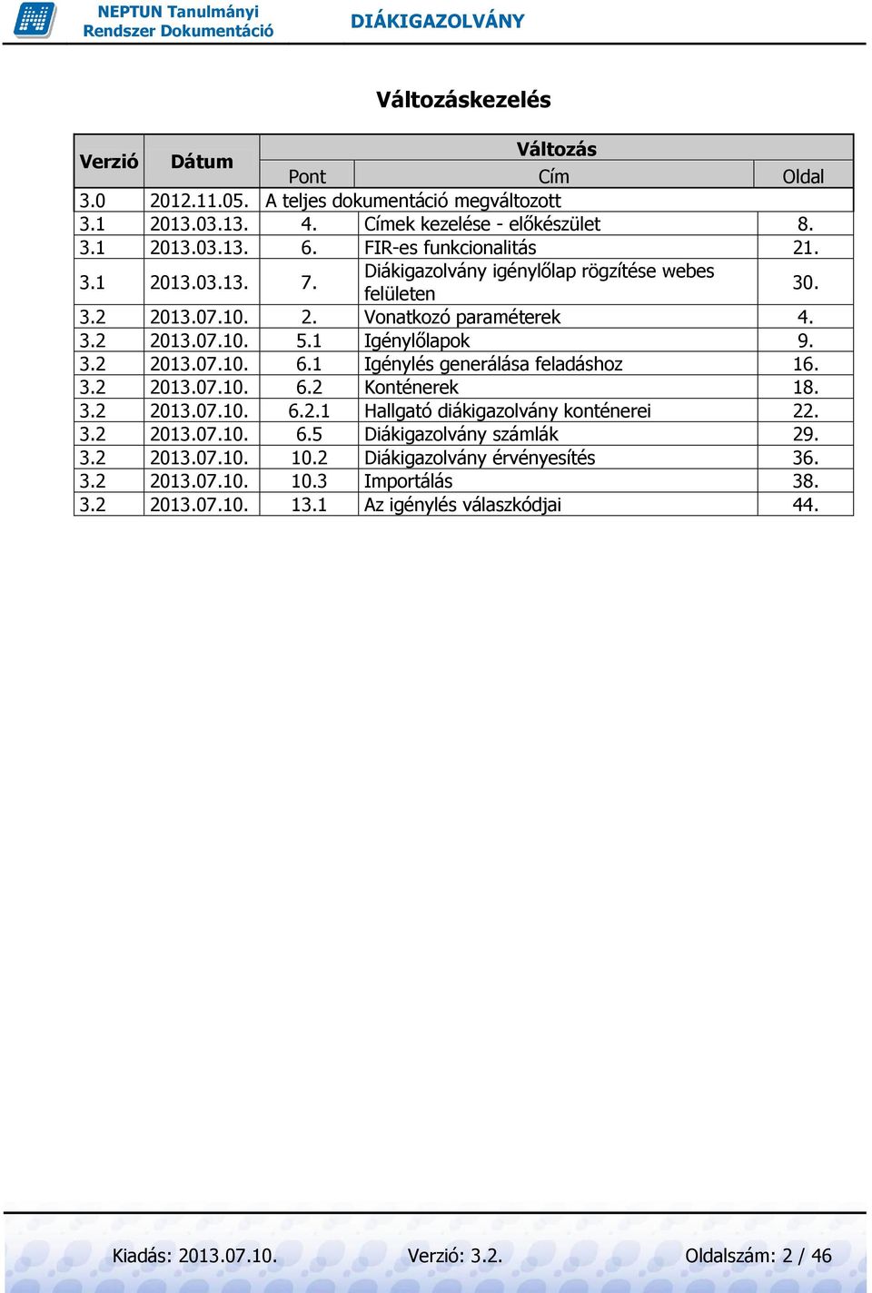 1 Igénylés generálása feladáshoz 16. 3.2 2013.07.10. 6.2 Konténerek 18. 3.2 2013.07.10. 6.2.1 Hallgató diákigazolvány konténerei 22. 3.2 2013.07.10. 6.5 Diákigazolvány számlák 29. 3.2 2013.07.10. 10.