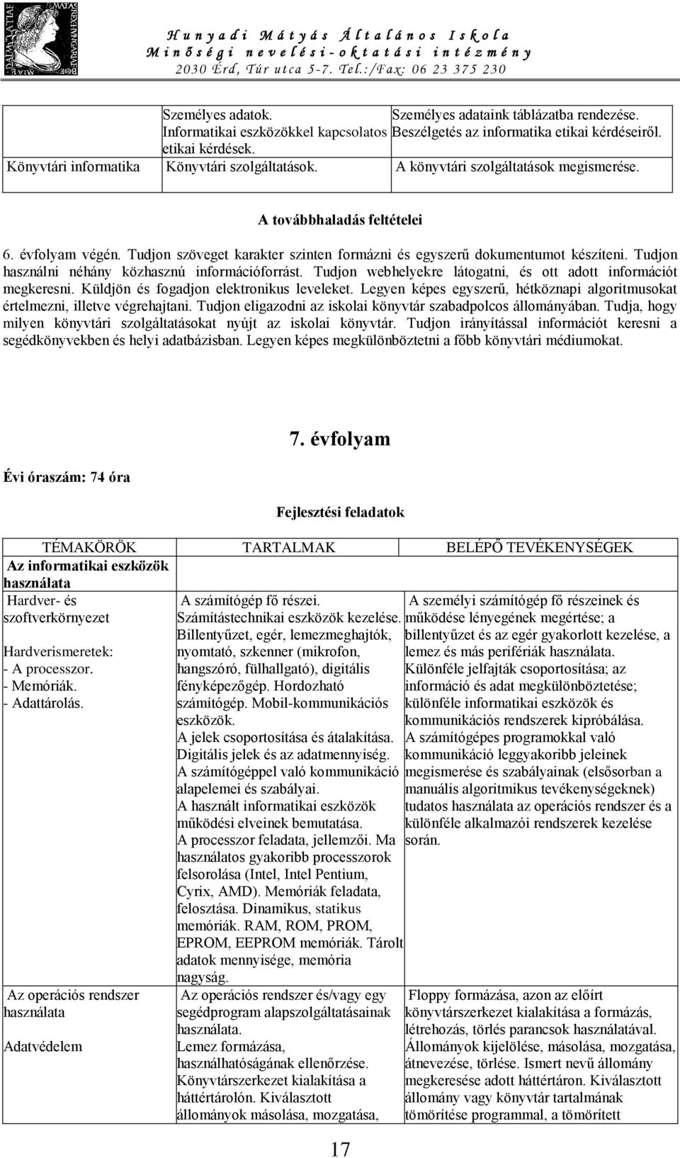 Tudjon szöveget karakter szinten formázni és egyszerű dokumentumot készíteni. Tudjon használni néhány közhasznú információforrást. Tudjon webhelyekre látogatni, és ott adott információt megkeresni.