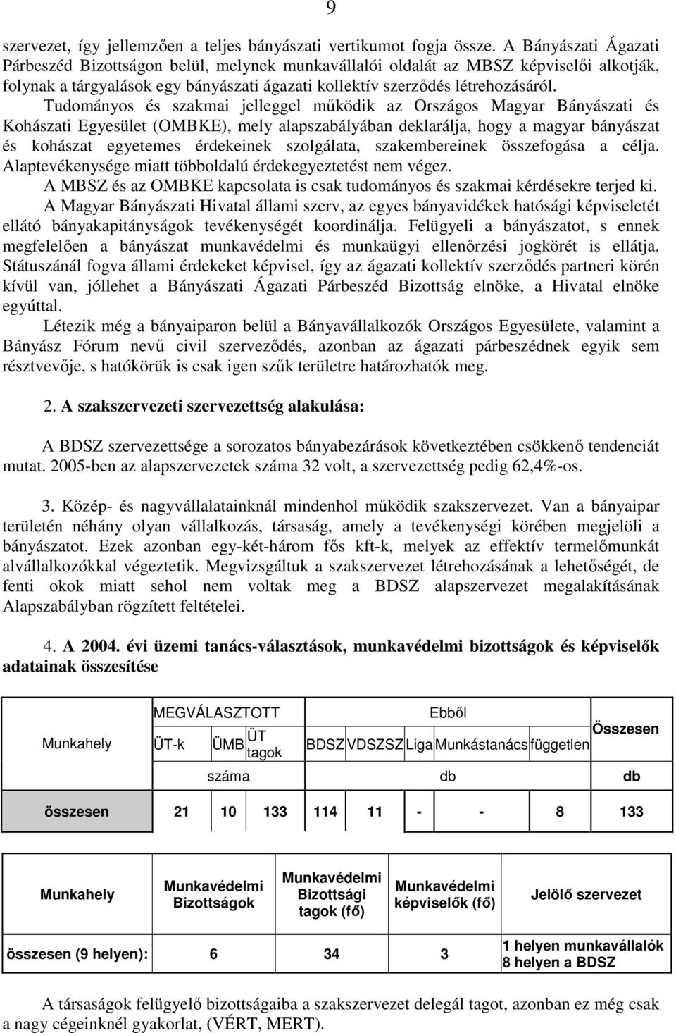 Tudományos és szakmai jelleggel mőködik az Országos Magyar Bányászati és Kohászati Egyesület (OMBKE), mely alapszabályában deklarálja, hogy a magyar bányászat és kohászat egyetemes érdekeinek