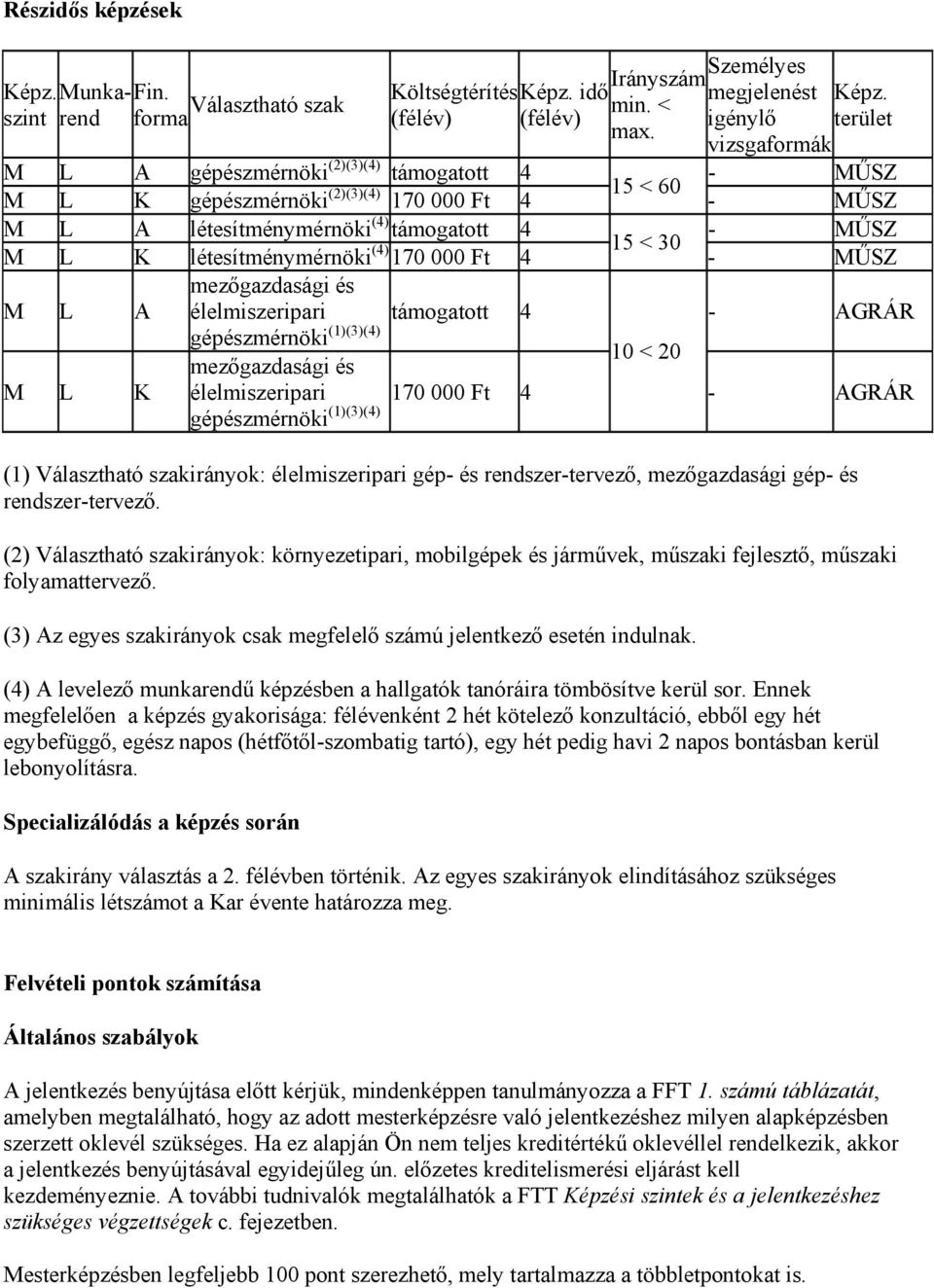 rendszer-tervező, mezőgazdasági gép- és rendszer-tervező. (2) irányok: környezetipari, mobilgépek és járművek, műszaki fejlesztő, műszaki folyamattervező.