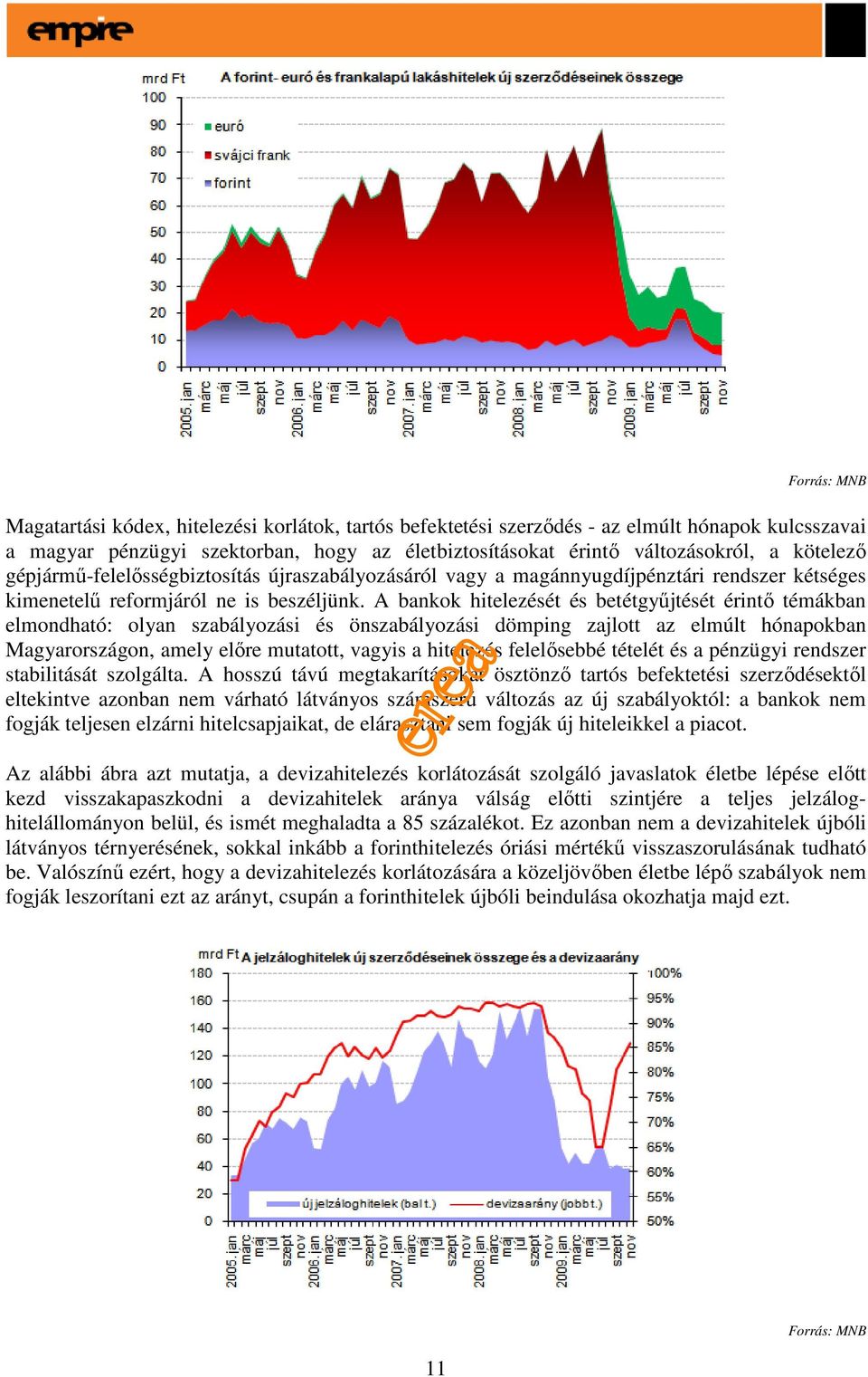 A bankok hitelezését és betétgyőjtését érintı témákban elmondható: olyan szabályozási és önszabályozási dömping zajlott az elmúlt hónapokban Magyarországon, amely elıre mutatott, vagyis a hitelezés