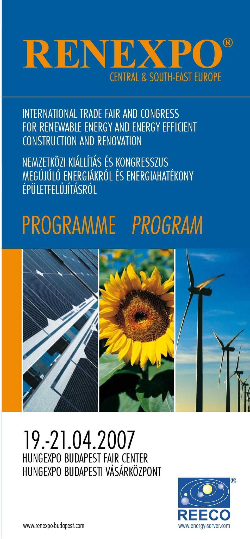 ENERGIÁKRÓL ÉS ENERGIAHATÉKONY ÉPÜLETFELÚJÍTÁSRÓL PROGRAMME PROGRAM 19.-21.04.