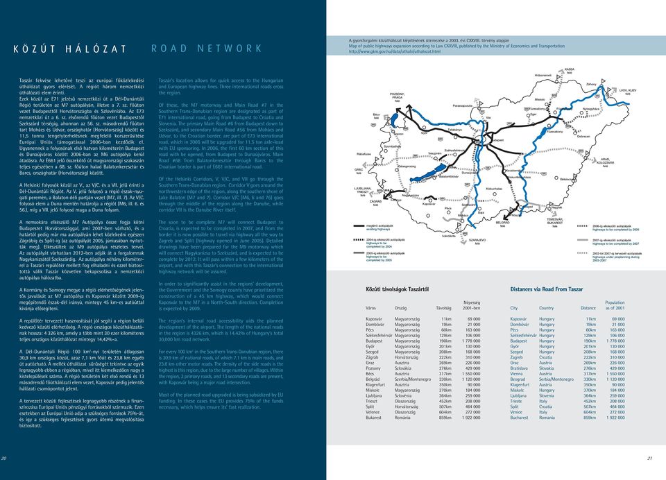 html Taszár fekvése lehetôvé teszi az európai fôközlekedési úthálózat gyors elérését. A régiót három nemzetközi úthálózati elem érinti.