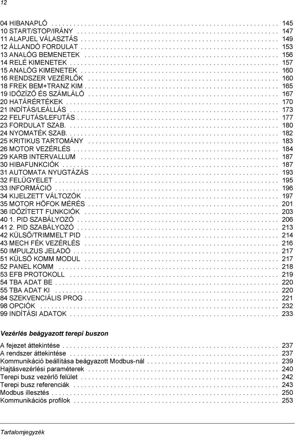 ........................................................ 157 15 ANALÓG KIMENETEK...................................................... 160 16 RENDSZER VEZÉRLŐK.................................................... 160 18 FREK BEM+TRANZ KIM.