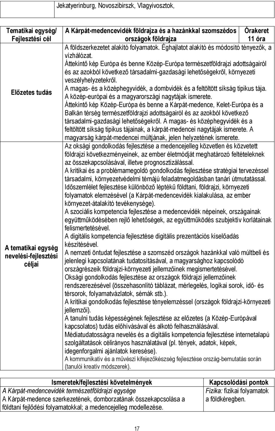 Áttekintő kép Európa és benne Közép-Európa természetföldrajzi adottságairól és az azokból következő társadalmi-gazdasági lehetőségekről, környezeti veszélyhelyzetekről.