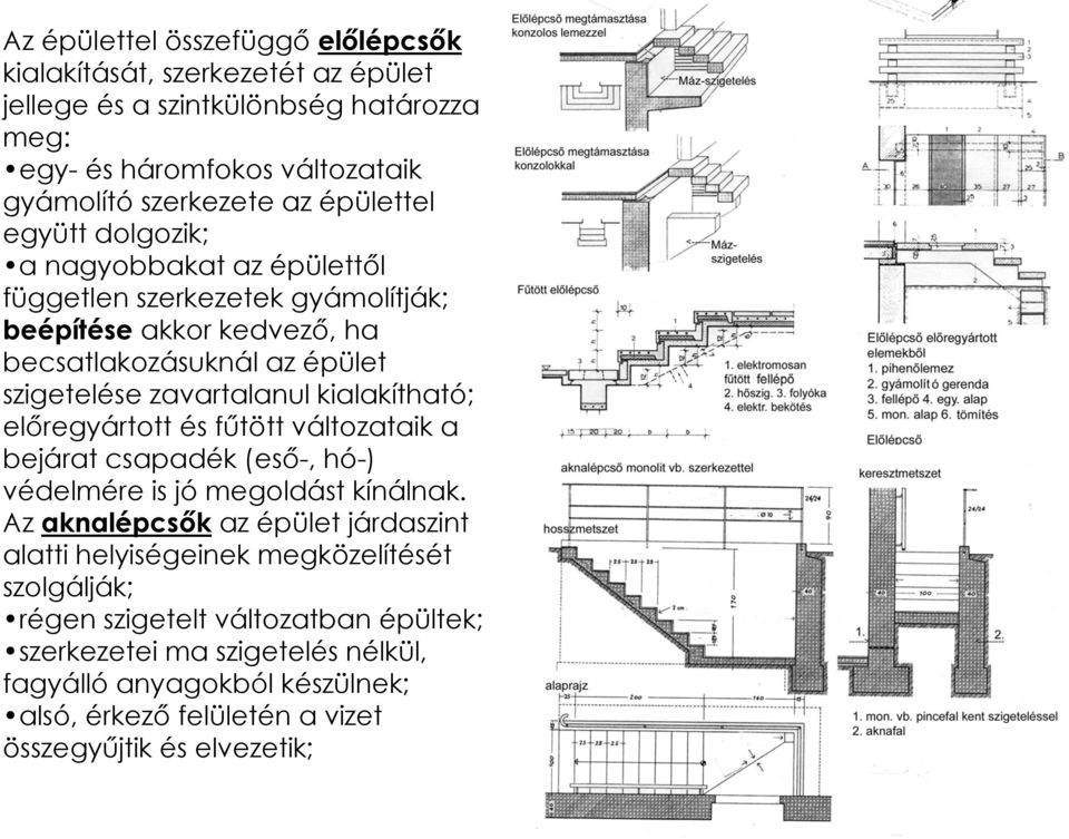 kialakítható; előregyártott és fűtött változataik a bejárat csapadék (eső-, hó-) védelmére is jó megoldást kínálnak.