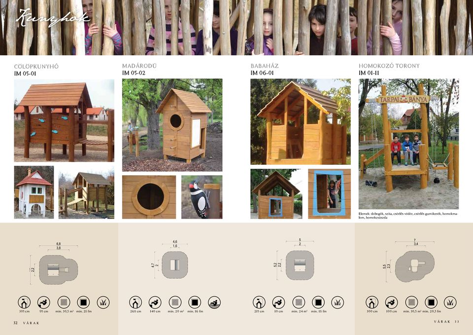 homokcsúszda 4,7 2 4,6 1,6 305 cm 32 várak 95 cm min. 30,5 m2 min.
