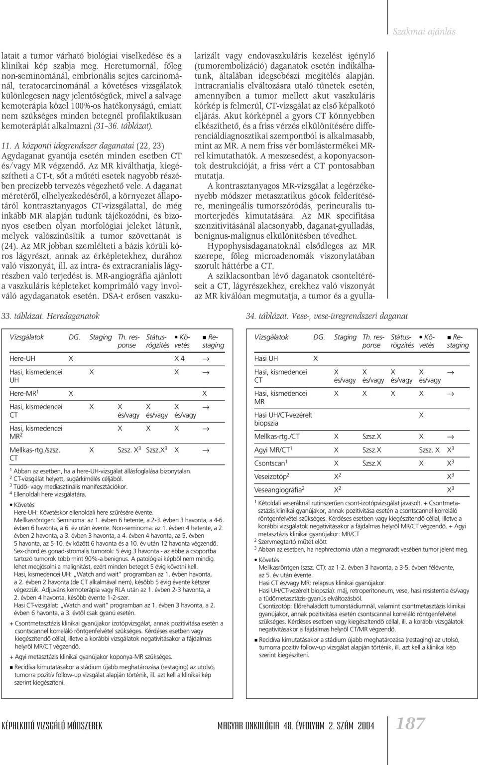 hatékonyságú, emiatt nem szükséges minden betegnél profilaktikusan kemoterápiát alkalmazni (31 36. táblázat). 33. táblázat. Heredaganatok 11.