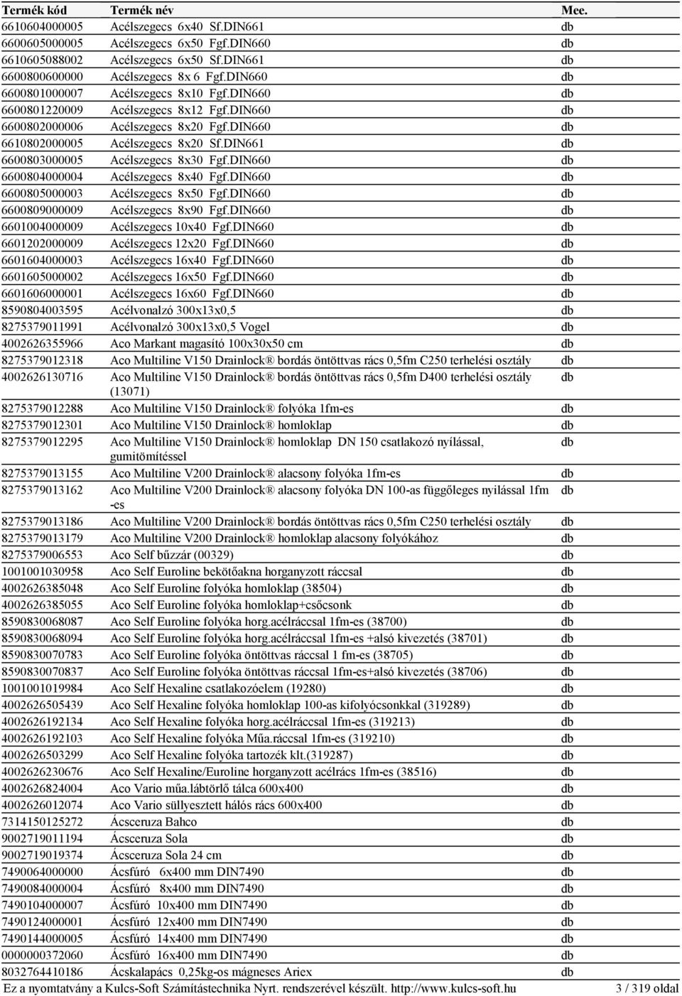 DIN661 6600803000005 Acélszegecs 8x30 Fgf.DIN660 6600804000004 Acélszegecs 8x40 Fgf.DIN660 6600805000003 Acélszegecs 8x50 Fgf.DIN660 6600809000009 Acélszegecs 8x90 Fgf.