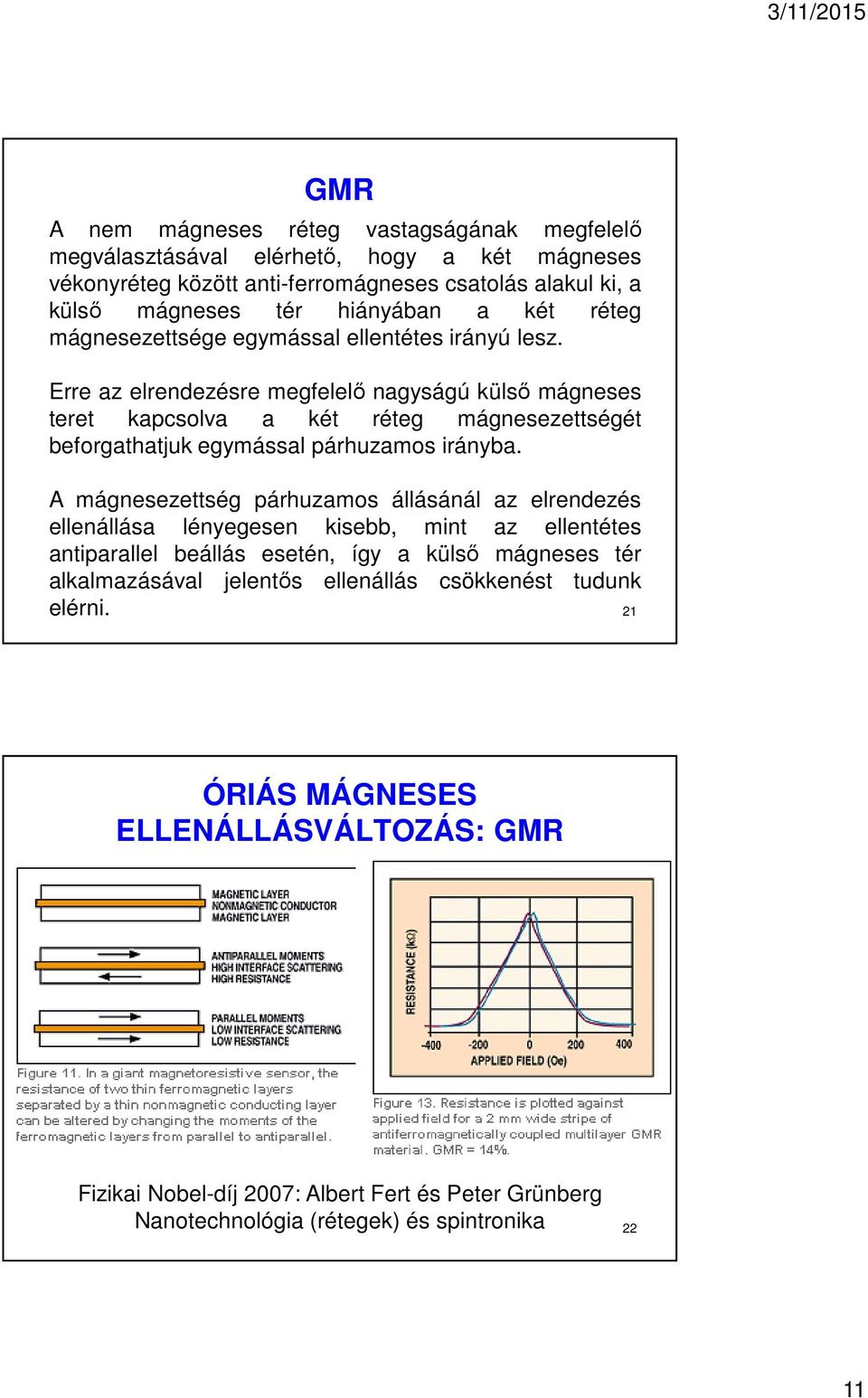 Erre az elrendezésre megfelelő nagyságú külső mágneses teret kapcsolva a két réteg mágnesezettségét beforgathatjuk egymással párhuzamos irányba.