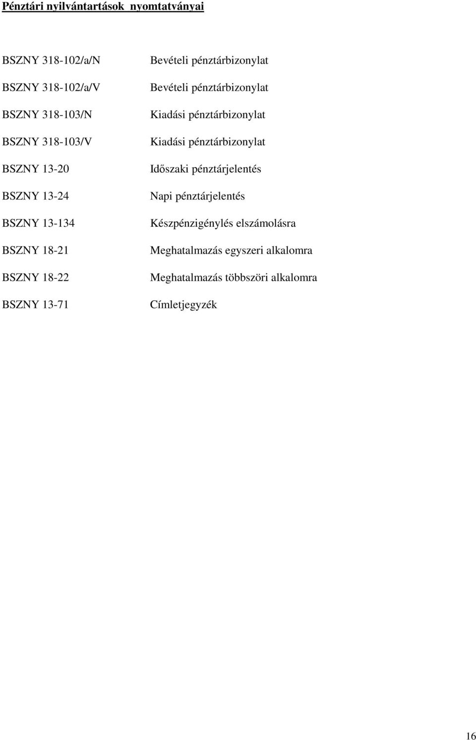 pénztárbizonylat Kiadási pénztárbizonylat Kiadási pénztárbizonylat Idıszaki pénztárjelentés Napi