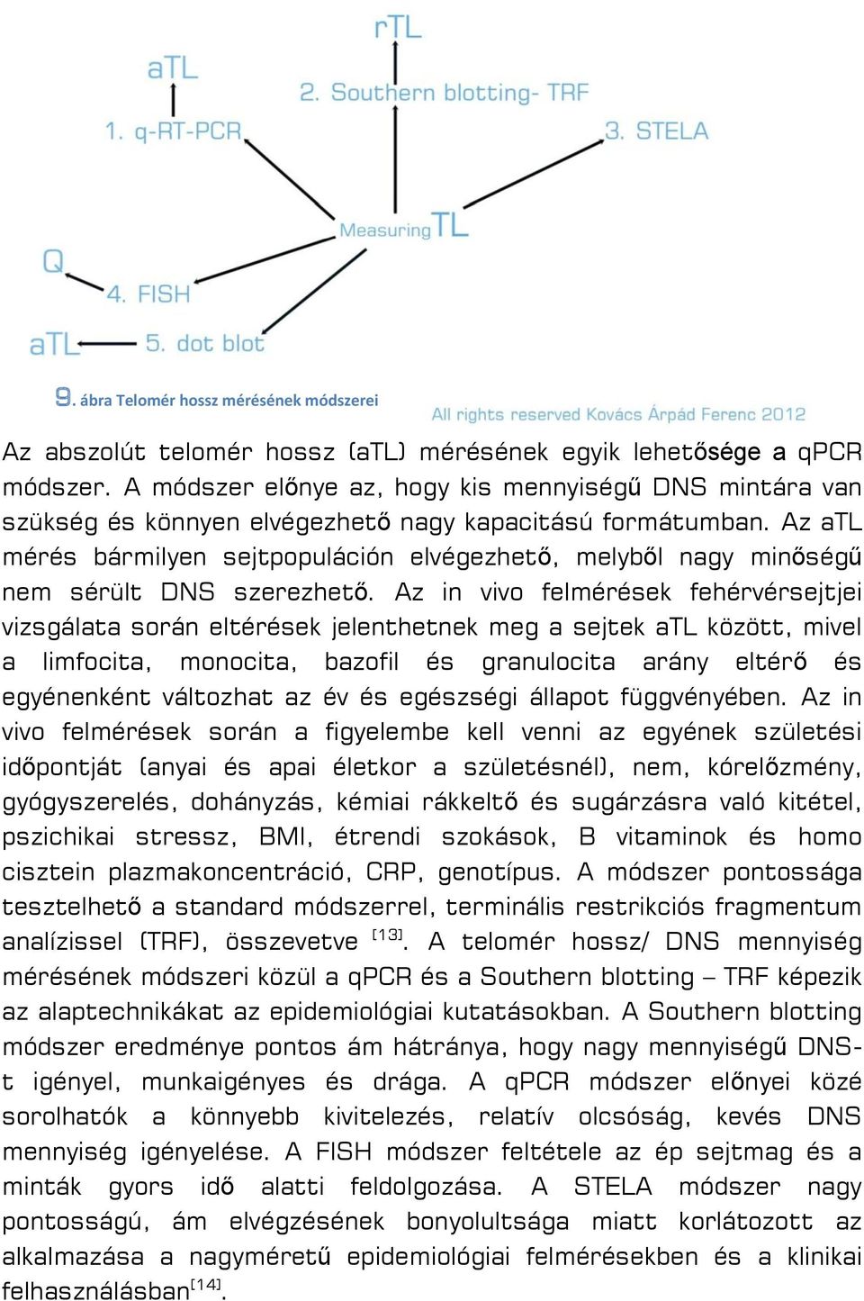 Az atl mérés bármilyen sejtpopuláción elvégezhető, melyből nagy minőségű nem sérült DNS szerezhető.