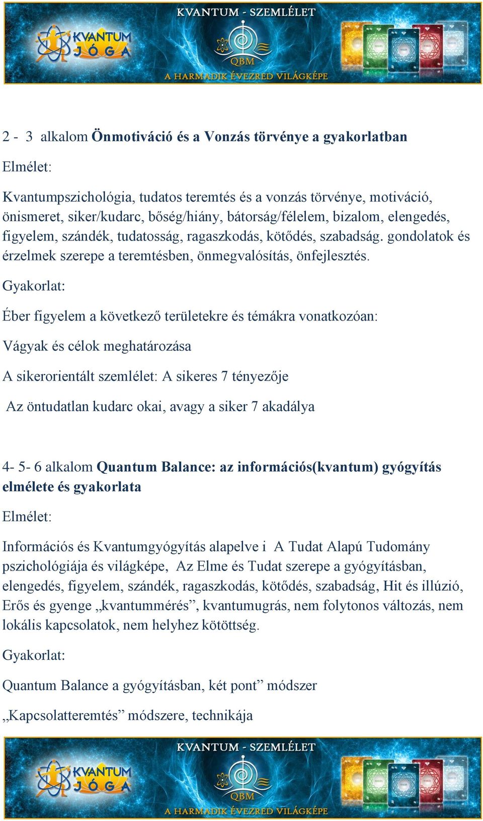 Gyakorlat: Éber figyelem a következő területekre és témákra vonatkozóan: Vágyak és célok meghatározása A sikerorientált szemlélet: A sikeres 7 tényezője Az öntudatlan kudarc okai, avagy a siker 7