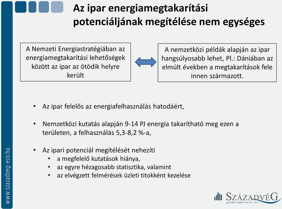 Az ipar felelős az energiafelhasználás hatodáért, Nemzetközi kutatás alapján 9-14 PJ energia takarítható meg ezen a területen, a felhasználás 5,3-8,2 %-a,