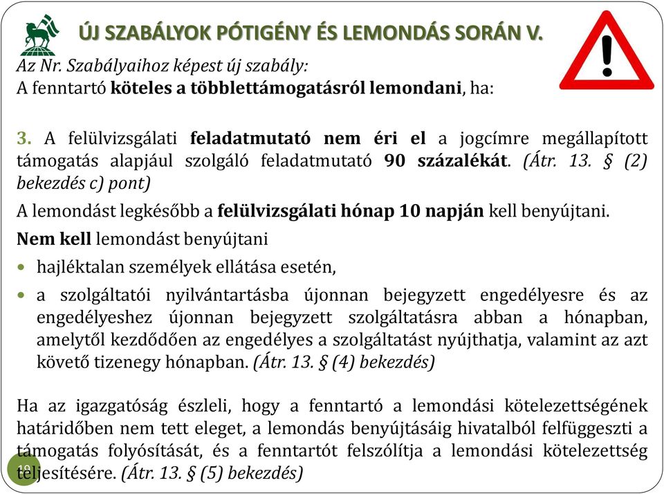 (2) bekezdés c) pont) A lemondást legkésőbb a felülvizsgálati hónap 10 napján kell benyújtani.