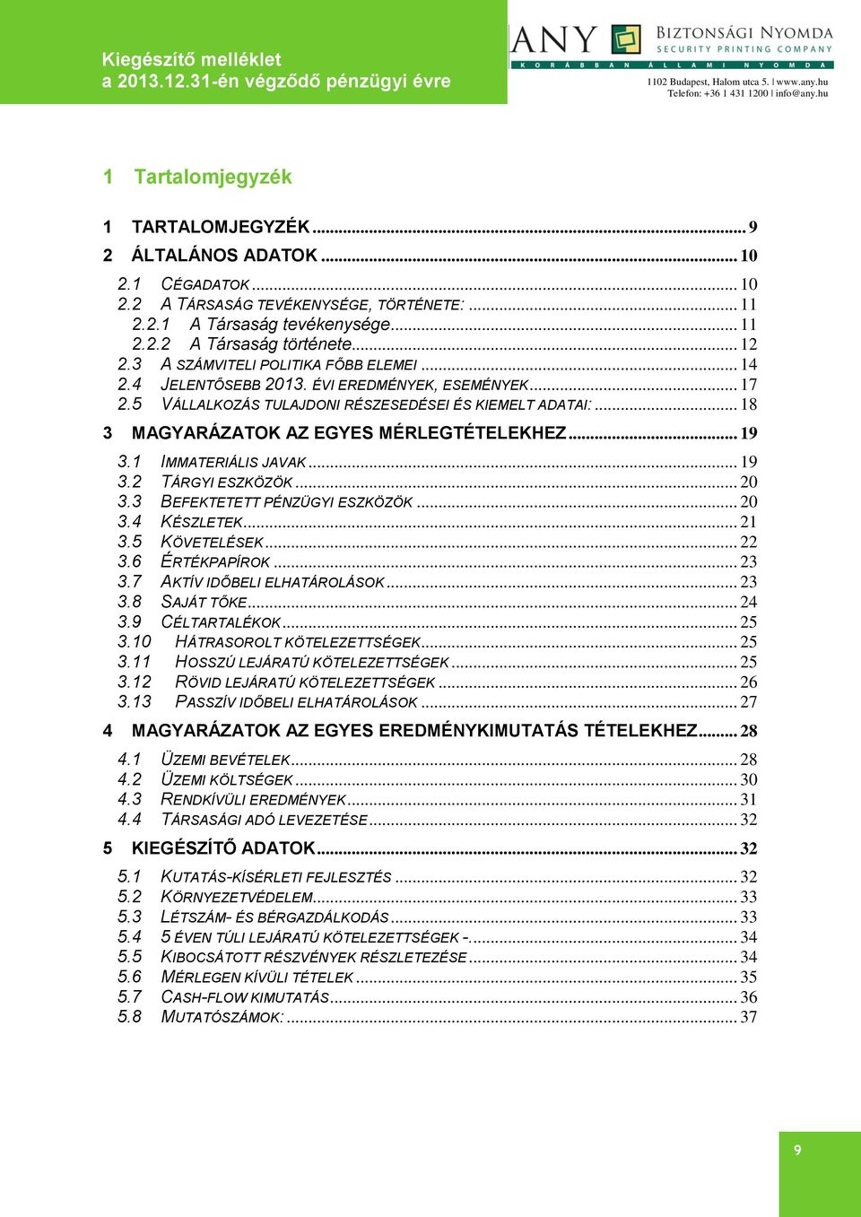 .. 18 3 MAGYARÁZATOK AZ EGYES MÉRLEGTÉTELEKHEZ... 19 3.1 IMMATERIÁLIS JAVAK... 19 3.2 TÁRGYI ESZKÖZÖK... 20 3.3 BEFEKTETETT PÉNZÜGYI ESZKÖZÖK... 20 3.4 KÉSZLETEK... 21 3.5 KÖVETELÉSEK... 22 3.