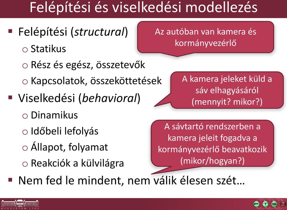 Az autóban van kamera és kormányvezérlő A kamera jeleket küld a sáv elhagyásáról (mennyit? mikor?