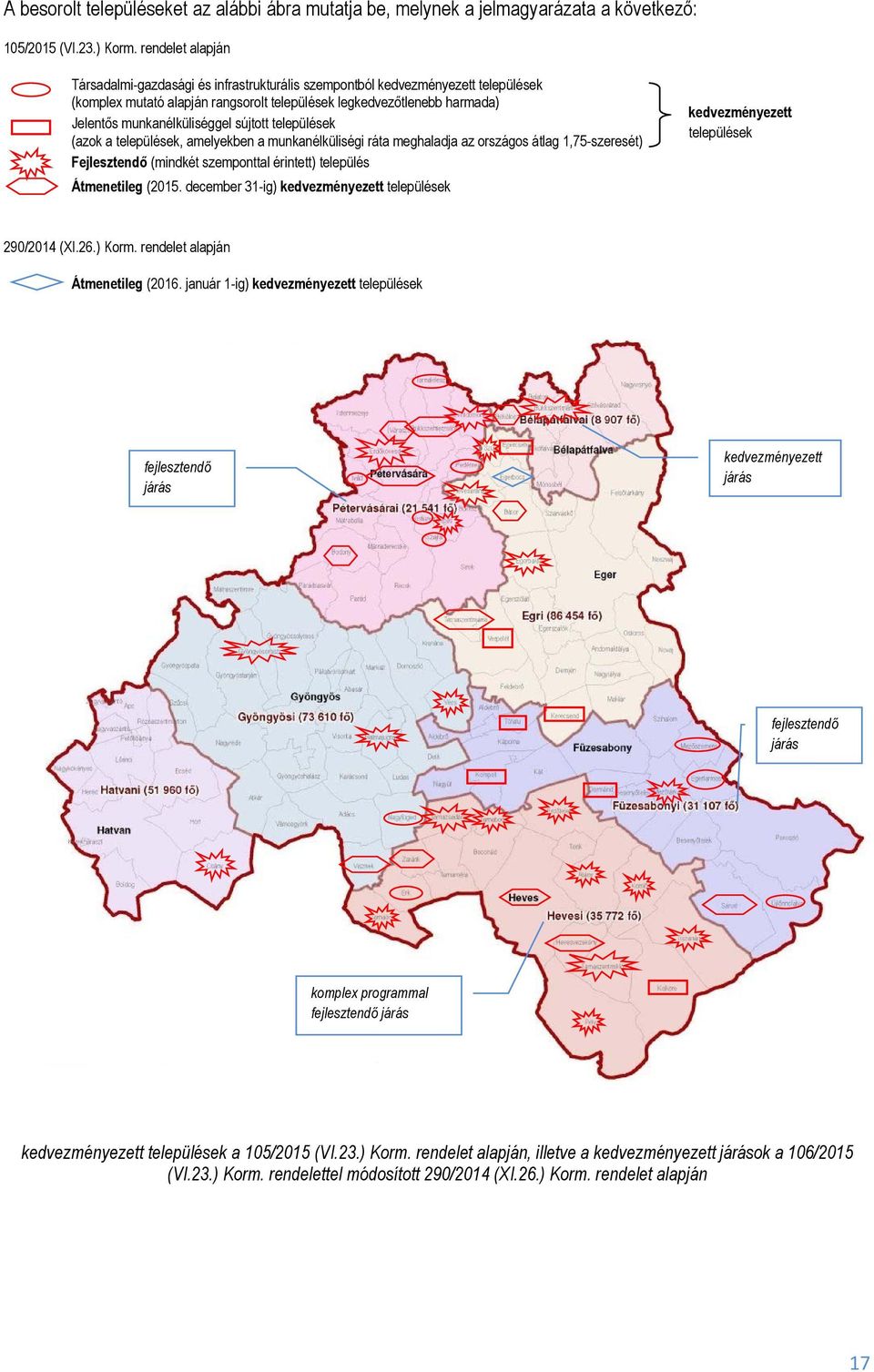 munkanélküliséggel sújtott települések (azok a települések, amelyekben a munkanélküliségi ráta meghaladja az országos átlag 1,75-szeresét) Fejlesztendő (mindkét szemponttal érintett) település