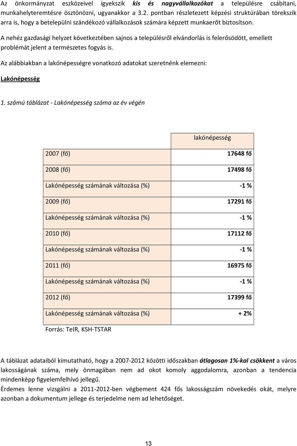 A nehéz gazdasági helyzet következtében sajnos a településről elvándorlás is felerősödött, emellett problémát jelent a természetes fogyás is.